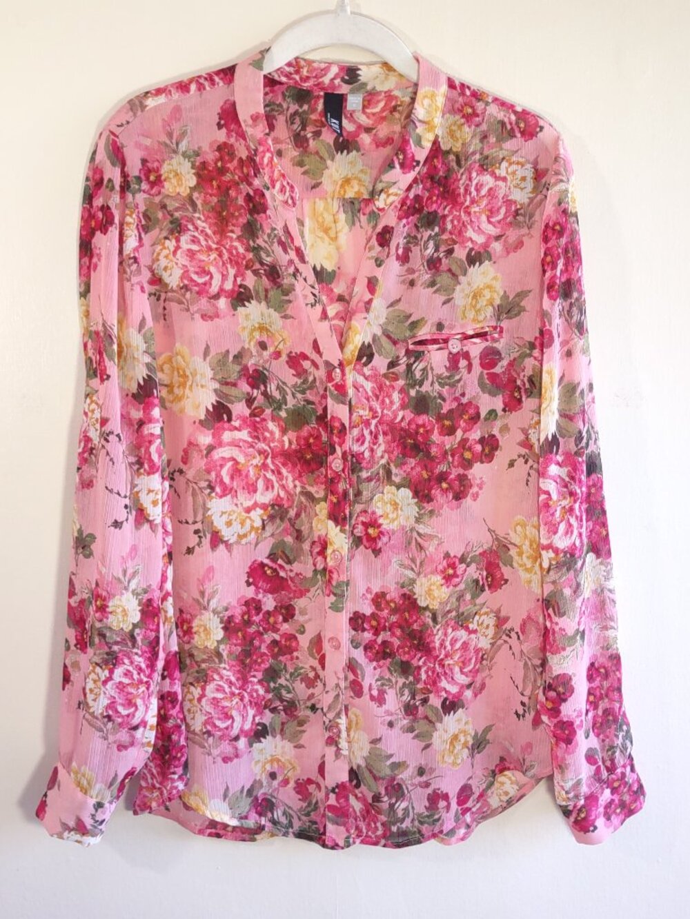 Kut from the Kloth Romantic Sheer Floral Blouse Size Small Euro Luxe Cottage